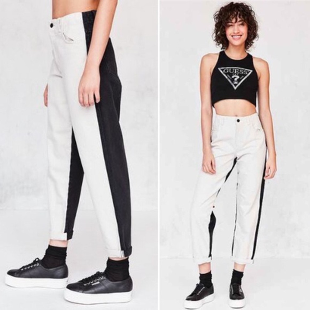 guess coloblock jeans two tone